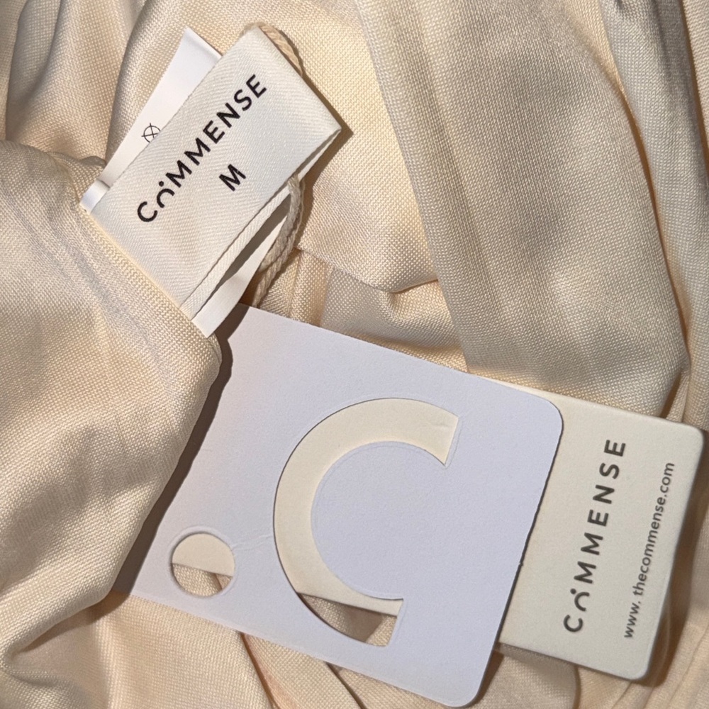 Commense Apricot Cream Asymmetrical Split Thigh Cutout Long Dress Sz. M NWT! - Picture 4 of 5